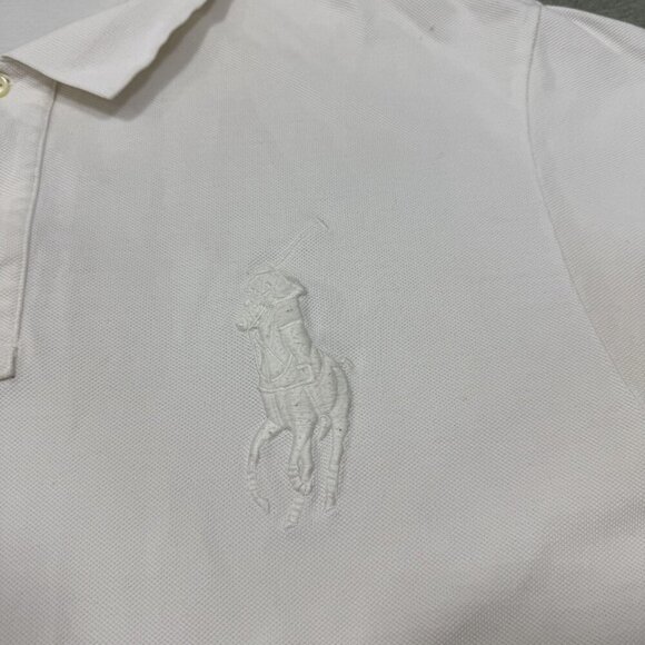 VTG Polo Ralph Lauren Big Pony Rugby Shirt Rare White On White Classic Mens XL - Picture 2 of 9